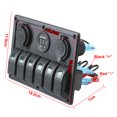 thumbnail image 4 of Panel de control de interruptor de luz LED de 6 bandas Ranura USB doble para barco marino Coche RV Camión, 4 of 9
