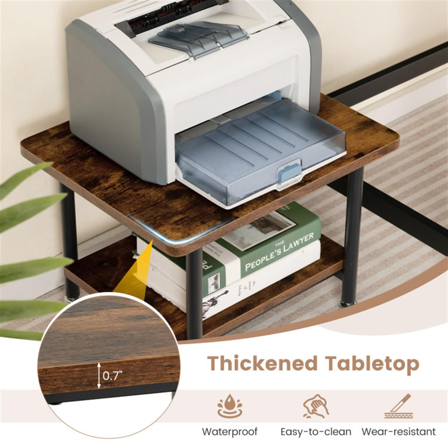 Demi Bonn Under Desk Printer Stand with 4 Wheels and Locking Mechanism, Laptop Workstation for Laptops, Books, Tablets, and Art, Brown