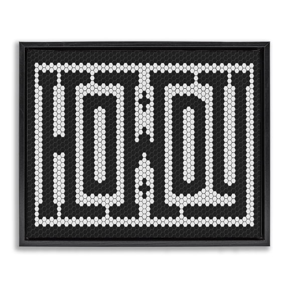 Stupell Industries Mosaic Style Howdy in Black Quotes and Sayings Painting Black Floater Framed Canvas Art Print Wall Art, 21 x 17