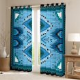 thumbnail image 3 of Homewish Tribal Aztec Adult Black Out Curtains, Blue Triangle Abstract Curtains Pack of 2 (42x63 Each), Western Hippie Bohemian Bedroom Curtains, Curtains and Drapes Decor, 3 of 6