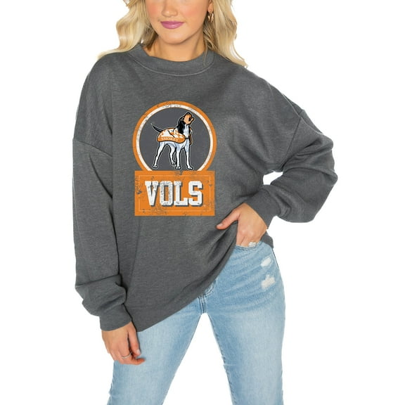 Women's Gameday Couture Tennessee Volunteers Charcoal Oversized Drop Shoulder Fleece Drop Pullover Sweatshirt