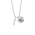 thumbnail image 2 of Delight Jewelry Silvertone Small Coach Script Silvertone Script Initial Disc - K - Charm Necklace, 20"+3", 2 of 4