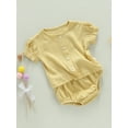 thumbnail image 3 of Coduop 2PCS Baby Girls 2pcs Outfits Short Sleeve Button Down Crop Tops Shorts Set Casual Clothes, 3 of 7