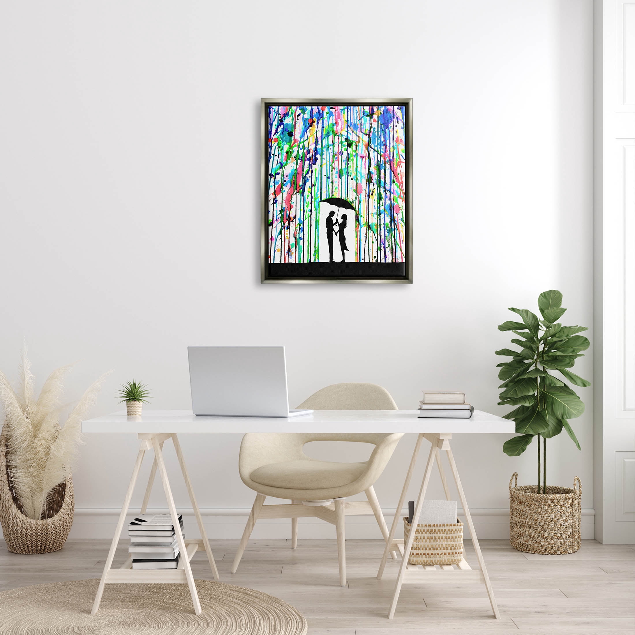 Vivid Couple Urban Drip Rainfall Abstract Graphic Art Luster Gray Framed Art Print Wall Art