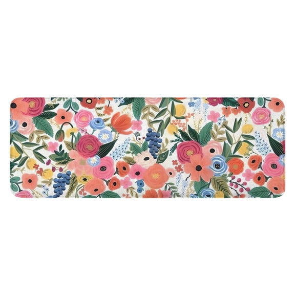 Pioneer Flower Floral Print Pattern Kitchen Rug Mat,Kitchen Runner Rugs Non Skid Washable,Decorative Kitchen Floor Mats for Kitchen,Sink,Laundry,17"x47.2"