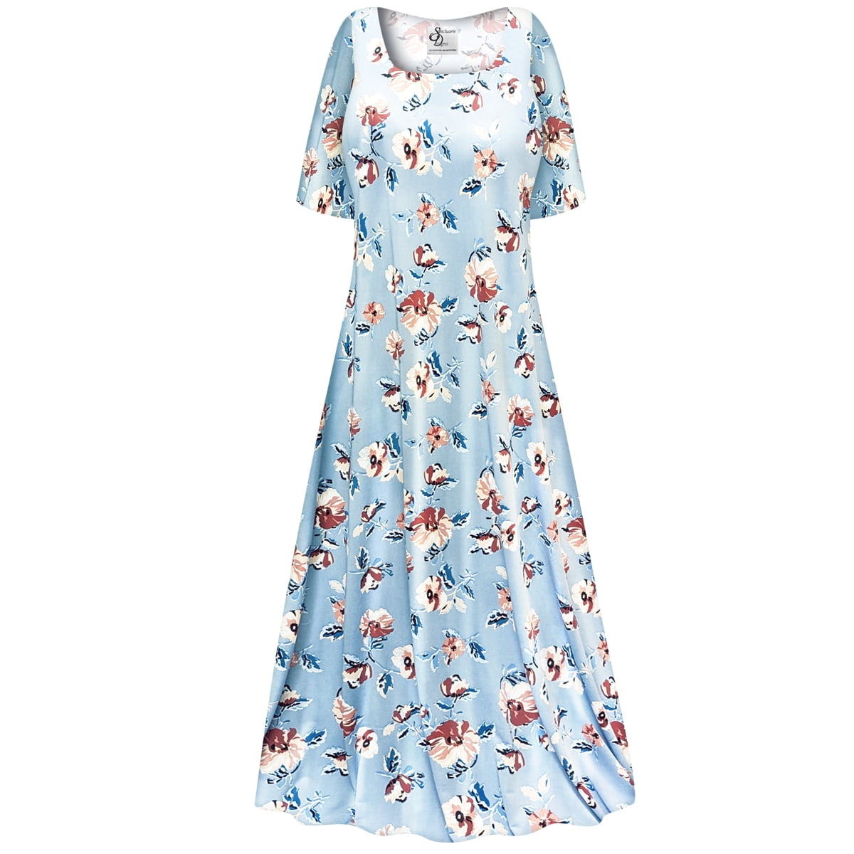 Square Neckline Floor-length Dress With Belt Tangerine Plus Size