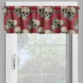 thumbnail image 2 of Ambesonne Rose Valance Pack of 2, Skulls Red Blossoms Retro, 54"X12", Vermilion Tan Green, 2 of 5