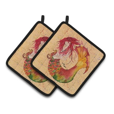 Carolines Treasures 8339PTHD Mermaid Pair of Pot Holders , 7.5HX7.5W, multicolor