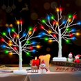 thumbnail image 1 of Artificial Tree, 2 Pack Lighted Birches Tabletop Christmas Tree with 48 Multicolor Lights, Battery Operated, Adjustable Branches, Xmas Decorations for Home Indoor, 18 inch, 1 of 8