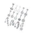 thumbnail image 1 of 14pcs 14G Belly Button Rings Stainless Steel 10mm Kit Belly Button Rings Navel for Teen Girls Women Silver, 1 of 9