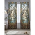 thumbnail image 2 of Vintage Cranes Sheer Curtains 96 Inch Length 2 Panels for Living Room, Country Retro Chic Glass Flower Textured Voile Kitchen Curtain Set, Luxury Privacy Drapes Window Treatment for Bedroom, 2 of 7