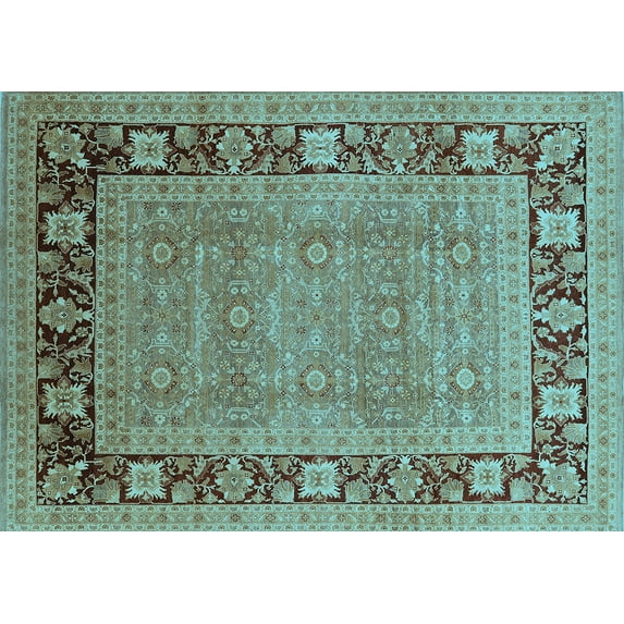 Ahgly Company Indoor Rectangle Oriental Light Blue Industrial Area Rugs, 2' x 3'