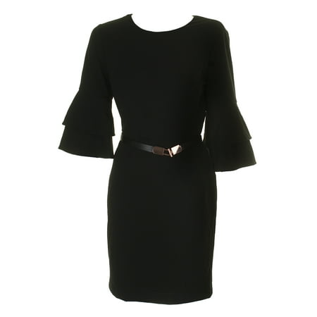 Ivanka Trump Black Belted Tiered-Sleeve Sheath Dress 4