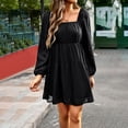 thumbnail image 4 of Mode Femmes Confortable Casual Mettre Ensemble Pull Manches Longues Cou Mi-Cuir Robe, 4 of 5