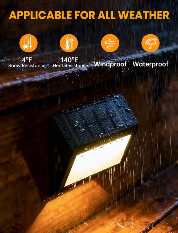SUNLINKCO Solar Garden Light with Waterproof Design 8 Pack , Outdoor Pathway Light Step Lights, 3000K Warm White Light Auto On/Off, Fence, Patio, Wall, Walkway, Porch, Yard