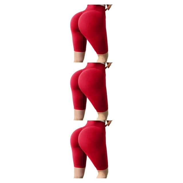 Minnieouse Gimnasio en casa Mujeres Poliéster Yoga Shorts Niñas Jogging Ciclismo Entrenamiento Cintura alta Deportes Pantalones cortos Type1 NO1