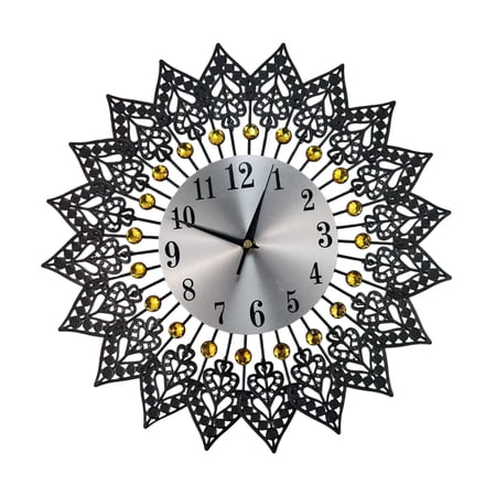 Quiet Operations Large Metal Geometric Wall Clock European Luxury Battery Operated For Living Room Bedroom Decors Gift