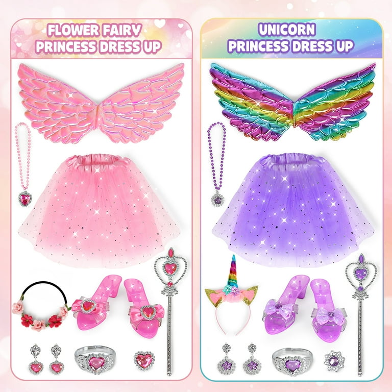 dress up time princess gifts Princess Dress Up, Toddler Princess Dress Toys Costumes Set with Skirts,  Shoes, Crowns, Pretend Play Princess Dress Up for Girls 4-6 Birthday Gift