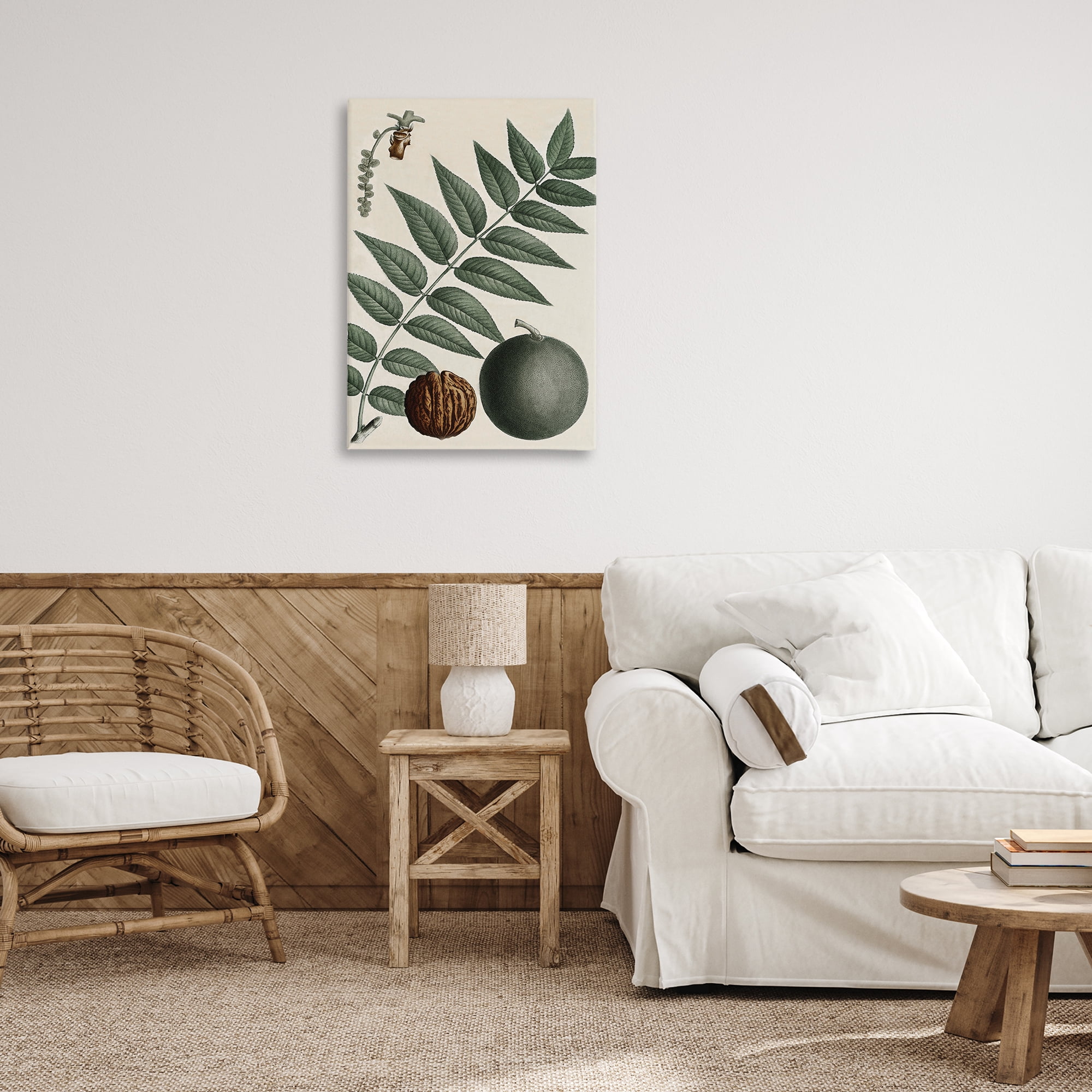 Stupell Industries Vintage Walnut & Leaf Plants & Flowers Painting Wrapped Canvas Art Print Wall Art, 20 x 30