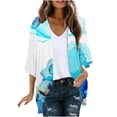 thumbnail image 2 of UVEASISHA Ladies Summer Kimono Cardigan,Cardigan for Women Lightweight Summer Floral 3/4 Sleeve Duster Cardigans Casual Comfort Open Front Kimonos Cover Up Blouse Prime Big Deal Days,Blue,L, 2 of 5
