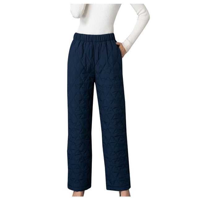 Women's Winter Warm High-Rise Quilted Windbreaker Puffer Down Pant Compression Loose Outdoor Ski Snow Pants Trousers