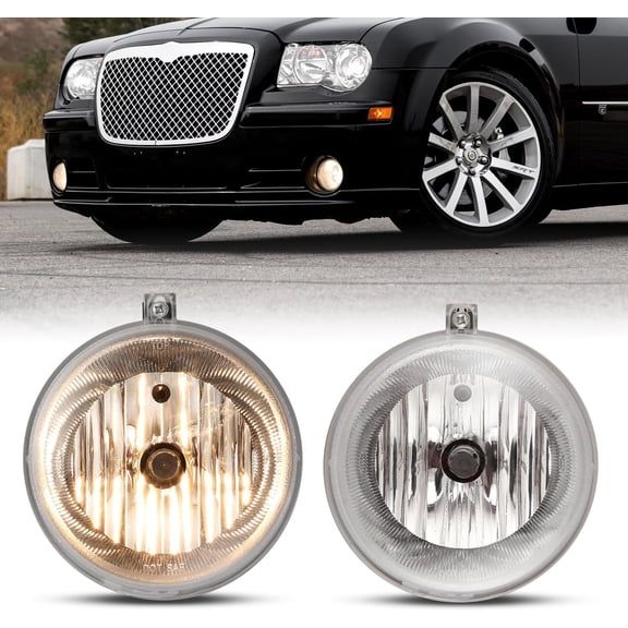 1 Pair Fog Lights Assembly Compatible with 2007-2009 Chrysler 300/Chrysler Aspen/Dodge Durango,2005-2009 Dodge Dakota,Fog Lamps For 2006-2010 Jeep Commander/Grand Cherokee (Black/Clear)