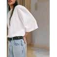 thumbnail image 6 of Prettady Womens Oversized T Shirts Loose Fit Crewneck Short Sleeve Tops Summer Casual Blouse Y2K 2025 Basic Tee Beach White L, 6 of 7