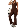 thumbnail image 3 of Sentmoon Summer Rompers for Women 2026 One Piece Jumpsuits for Women V Neck Solid Color Lace Backless Slim Fit One Piece Workout Outfit for Women for Work and Business Casual, 3 of 7