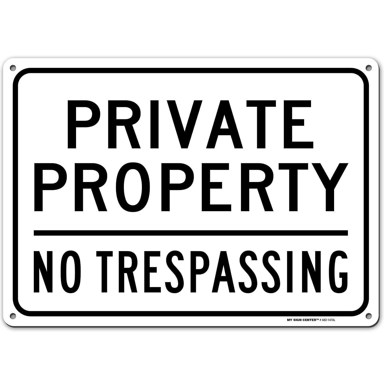 No Trespassing Private Property Keep Out Aluminum Sign 8" x 12" Made in USA 
