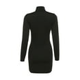 thumbnail image 6 of Listenwind Women's Sexy Mock Neck Bodycon Mini Dress, Long Sleeve Solid Color Hollow Out Split Hem Slim Fit Party Club Short Dress Clubwear, 6 of 8