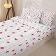 thumbnail image 3 of Erosebridal Romantic Mini Red Heart Zipper Full Size Comforter Sets with Fitted Sheet and 2 Pillowcases,Smooth Solid White Base Zipper Bedding Set For Girls,Polkadot Reversible,4 Pieces, 3 of 7