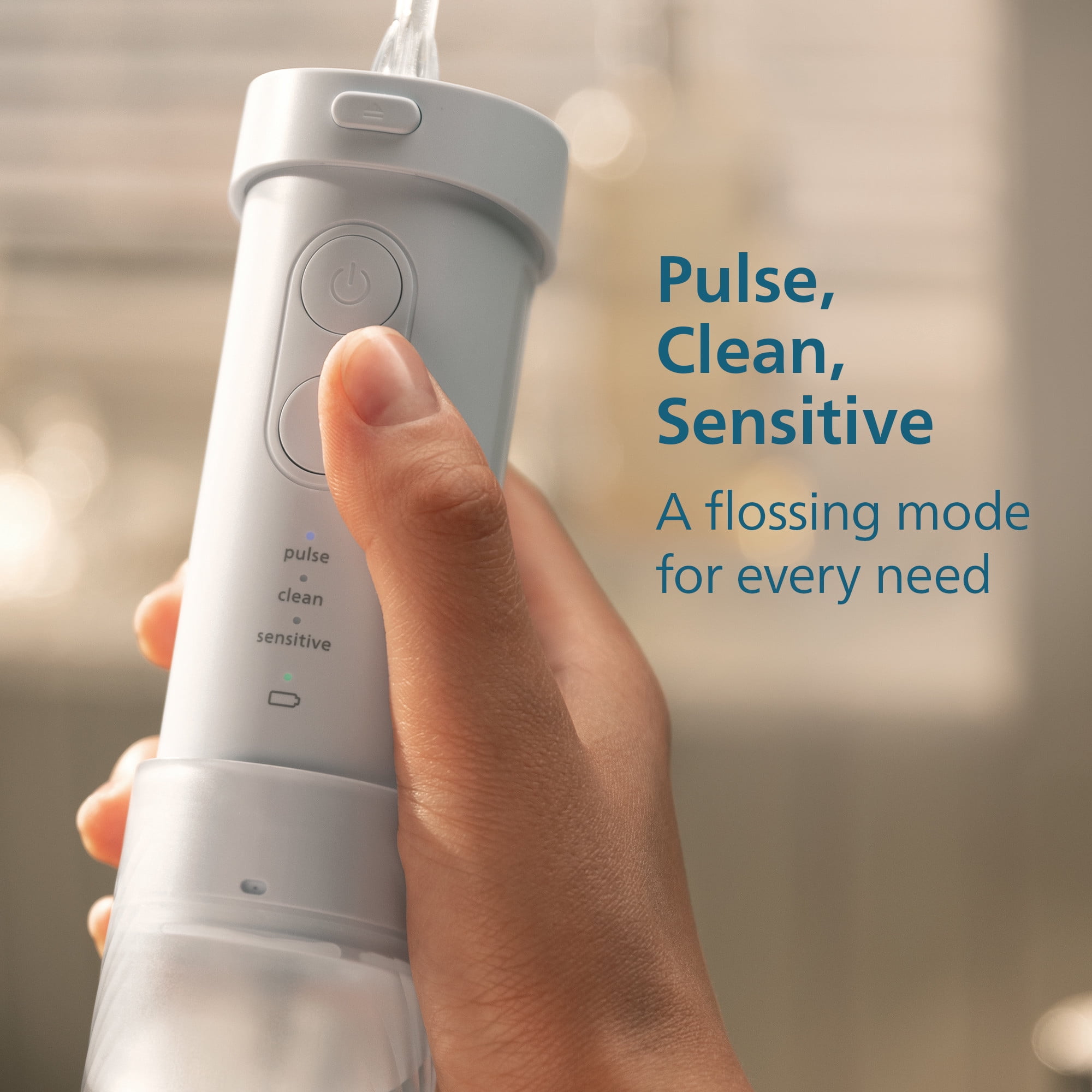 Philips Sonicare Compact Flosser 1000, Portable Water Flosser with 3 Flossing Modes, Ipx7 Waterproof Oral Irrigator, Travel Friendly, Blue, Model HX3333/24