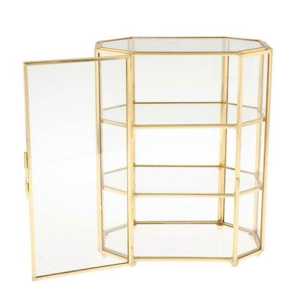 Caja de joyería de 3 niveles, organizador de maquillaje de vidrio, caja de joyería, vitrina multifuncional para decoración de mesa.