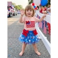 thumbnail image 4 of BemeyourBBs Toddler Baby Girl 4th of July Outfit Patriot Independent Day Clothes American Flag Embroidered Bows Short Sleeve T Shirt Tops and Print Tutu Skirt Set Toddler Girls Summer Clothes, 4 of 9