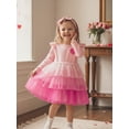 thumbnail image 4 of BemeyourBBs Baby Girls Valentines Day Outfits Toddler Girls Tulle Tutu Dress Spring Clothes Heart Embroidery Long Sleeves Tiered Dress with Headband, 4 of 9