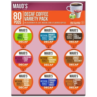 Maud's 9 Flavor Decaf Coffee Pods Variety Pack, Compatible w/ K-Cup Brewers, 80ct