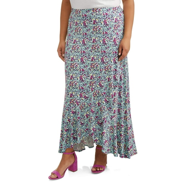 Concepts - Women's Plus Size Knit Wrap Flounce Skirt - Walmart.com ...