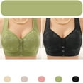 thumbnail image 4 of CLOISE Bras for Older Women Front Closure Plus Size 2 Pack Front Closure Full Coverage No Underwire Bras for Seniors Wireless Push up Bras with Back Support Lace Everyday Bras Green XL, 4 of 4