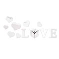 thumbnail image 1 of Reloj de pared con forma de corazón de amor, adhesivo decorativo para pared, arte creativo y silencioso para el hogar. Plata, 1 of 9