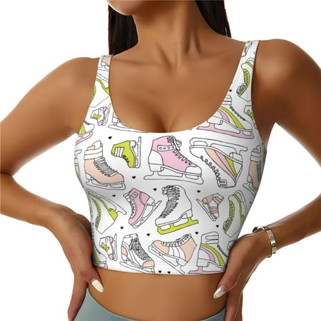 Matuu Pink skates for Women s Sports Bra - Soft  Comfortable and Breathable Sports Vest for Yoga  Fitness  and Dance-X-Large