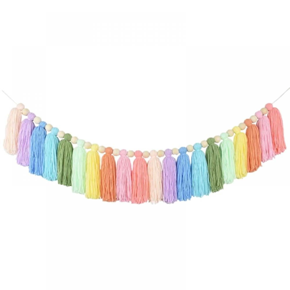 Colorful Rainbow Tassel Garland Pom Pom Garland Macrame Woven Garland  Colorful Tassel Garland Banner Decorative Wall Hangings for Baby Shower New  Year