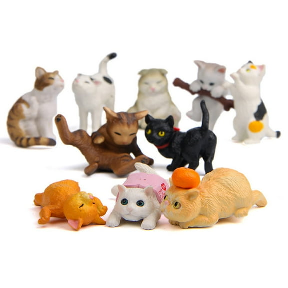 10Pcs Mini Cartoon Cat Kitten - Model Toys Ornaments Miniature Landscape