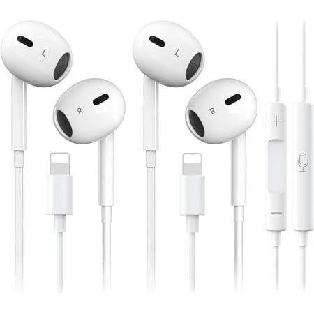 2 Packs-for iPhone Headphones Wired Earbuds/Earphones Nosie Reduction Built-in Microphone & Volume Control Headsets Compatible with iPhone 14/13/12/11/XR/XS/X/8/7/SE/Pro/Pro Max, Plug and Play