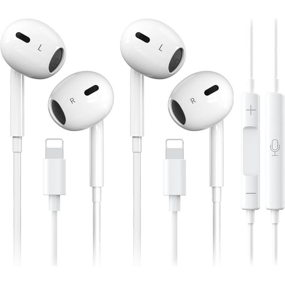 2 Packs-for iPhone Headphones Wired Earbuds/Earphones Nosie Reduction Built-in Microphone & Volume Control Headsets Compatible with iPhone 14/13/12/11/XR/XS/X/8/7/SE/Pro/Pro Max, Plug and Play