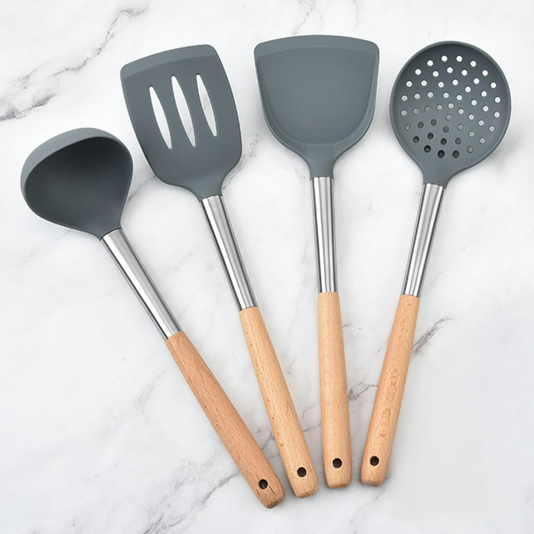 Yesbay Cooking Spatula with Hole Beech Colander Spoon Spatula Kitchen  Utensils