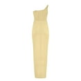 thumbnail image 4 of Sexy One Shoulder Ruched Summer Dresses for Women Trendy Eyelet High Waist Wrap Split Beach Maxi Dresses Cocktail, 4 of 4