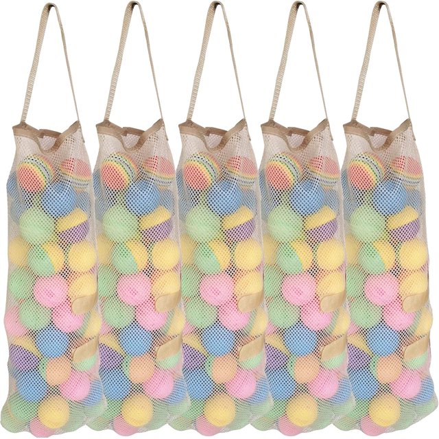 Hanging Mesh Storage Bags 5Pack - Large Reusable Net Produce Bags for Potatoes, Onions, and Garlic