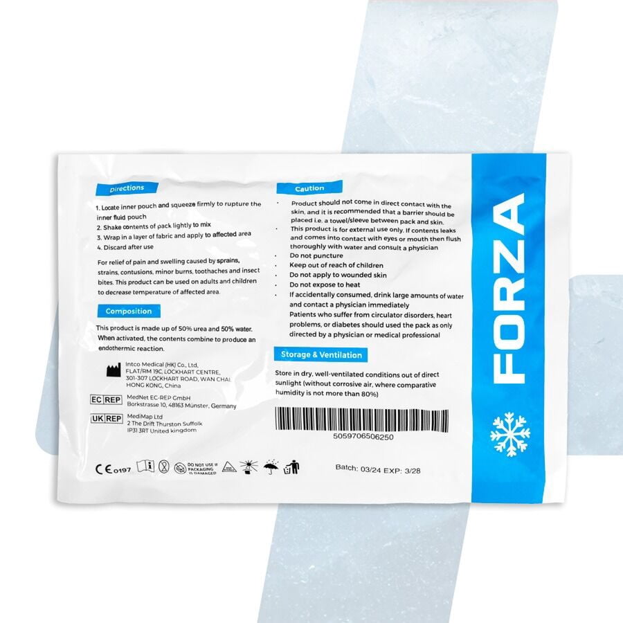 FORZA Instant Ice Pack for Sports Injuries | Single Use Cold Compress for Pain Relief and Swelling Reduction