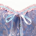 thumbnail image 5 of Corset Tops for Women, Bustier Shapewear Women's Lacing Corset Satin Floral Lace Waist Push Up Body Shaper Vintage, Blue and Pink XL, 5 of 6