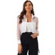 thumbnail image 2 of Blusa delantera con botones para mujer, dobladillo con lazo, cuello en punto, malla, camisa de manga larga transparente, top Blanco S, 2 of 2